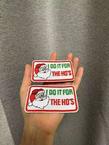 圣诞节圣诞老人刺绣熨烫补丁，少女趣味补丁，适用于 DIY 卡车司机帽、夹克、衣服和包 - 彩色 - 查看 1