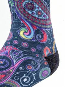 1 双 3D 印花袜子 男士女士长筒袜 运动新奇趣味快乐疯狂袜子 街头风格时尚嘻哈篮球滑板袜 - 彩色 - 查看 4