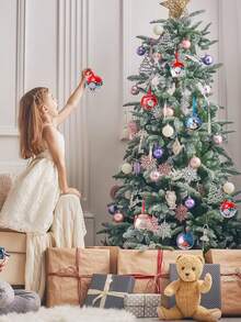 Đồ trang trí hộp kẹo Giáng sinh, 6 hộp kẹo bi thiếc Giáng sinh sáng tạo, mặt dây chuyền trang trí quả bóng treo cây thông Noel, có thể dùng làm quà tặng (không bao gồm đường) - Nhiều màu - Xem 8