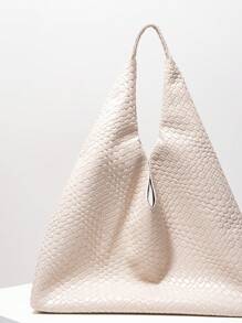 Vintage PU Woven Pattern Shoulder Bag, Large Capacity Tote Bag, Minimalist Underarm Bag, Big Handbag, Commuter Bag And Shopping Bag (Pattern Random)