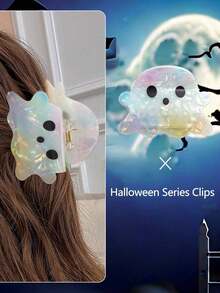 1 kẹp tóc hình ma in hiệu ứng laser - Kẹp tóc axit axetic độc đáo để giữ tóc đuôi ngựa, có chốt cố định an toàn - Thích hợp cho thiết kế hoạt hình kinh dị dành cho phụ nữ và trẻ em gái, hoàn hảo cho phụ kiện trang phục tiệc Halloween và kiểu tóc phù thủy - Nhiều màu - Xem 2