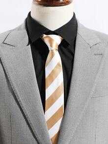 1pc Men's Casual Fashion Diagonal Striped 960 Needle Minimalist Geometric Necktie, Suitable For School, Daily, And Business Attire - A - View 2