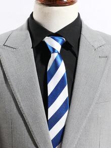 1pc Men's Casual Fashion Diagonal Striped 960 Needle Minimalist Geometric Necktie, Suitable For School, Daily, And Business Attire - A - View 3