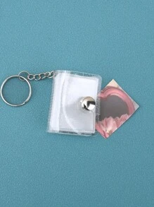 16 Sheets/1 Book/1 Inch, Sparkly White Mini Photo Album Keychain, Simple & Delicate Bag-Insert Style Id Card Holder Back To School,Back To School,School Supplies