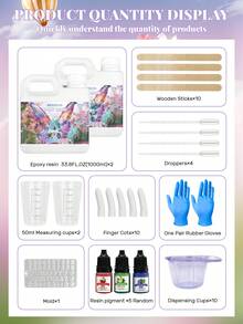 Bộ nhựa Epoxy trong suốt không bọt khí 20ml/50ml/100ml/250ml/500ml/1000ml, dùng để lắp ráp đồ thủ công DIY, làm đồ trang sức, đúc thanh, quà tặng tiệc/sinh nhật - Nhựa epoxy - Xem 13