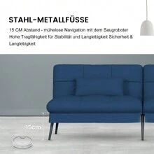 Sofa Schlafsofa mit Schlaffunktion, überzug Futon Klappsofa, Bettcouch, ecksofa, Couch Gästebett, 3-Sitzer Sofa, mit verstellbare Rückenlehne aus Stoff - Blau - Übersicht 8