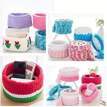 Bộ 5 món đồ thủ công đan giỏ móc - Đế tròn bằng gỗ, thích hợp cho giỏ tự làm và đồ thủ công trang trí nhà cửa - Nhiều màu - Xem 6
