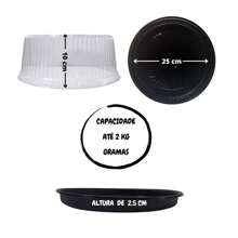 10 Units Packaging Cake Stand P56MA / G56MA Round (Diameter 25 X Height 13 Cm) - 黑色基地 - 查看 3