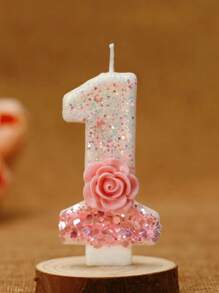 1支创意粉白渐变玫瑰花数字蜡烛，适用于生日蛋糕、派对及蛋糕装饰、房间装饰、礼物、生日蜡烛、生日装饰、生日快乐、蛋糕蜡烛、毕业典礼房间装饰 - 彩色 - 查看 15