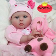 WOOZHI Reborn Doll Toddler Girl Reborn Baby Doll Cute Newborn Girl Soft Silicone Vinyl Baby Doll Toy, Suitable For Children Christmas Gift, Festival Gift, Birthday Gift - Bụi hồng - Xem 4