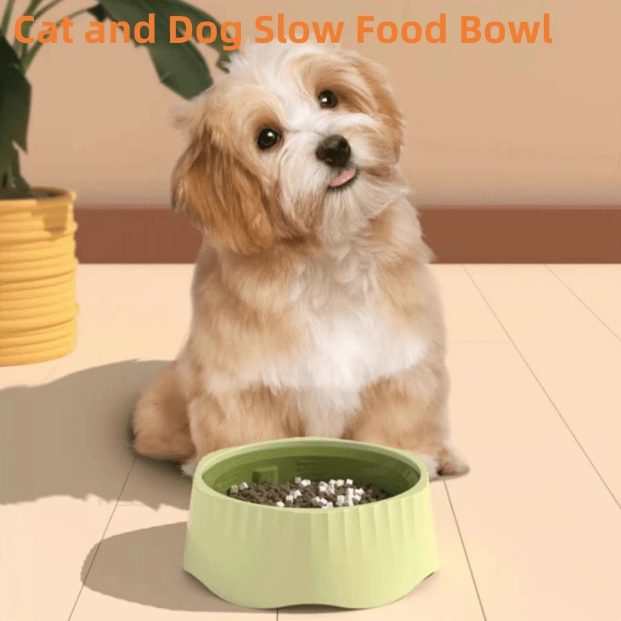 Dog Slow Food Bowl Pet 2In1 Anti Spill Dog Bowl Cat And Dog Supplies