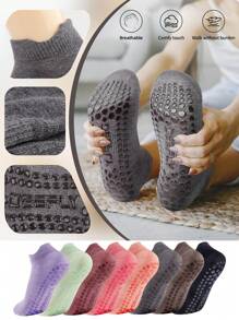 3 pares de calcetines de yoga para mujer, transpirables y antideslizantes con agarre, para gimnasio