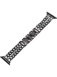 1pc Compatible With Apple Watch Band, Black Metal Double Chain Adjustable Watch Strap Bracelet Fits Ultra 3 2 1 SE S9 S8 S7 S6 S5 S4 S3 S2 S1 Series, Fashionable Hollow Design Unisex Smartwatch Strap Gift, Not Include Watch, 38mm/40mm/41mm/42mm/44mm/45mm/46mm/49mm