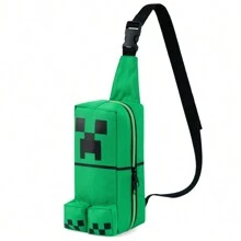 Minecraft Crossbody Bag Creeper Sling Compartments Adjustable Strap Chest Travel Holidays Ideal Phone Wallets Gamer Gift - A - View 1