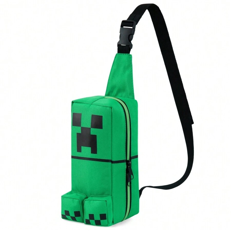 Minecraft Crossbody Bag Creeper Sling Compartments Adjustable Strap Chest Travel Holidays Ideal Phone Wallets Gamer Gift - A - View 1