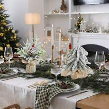 1pc Artificial Christmas Tree With Snow, Mini Tabletop Decor, Cedar Needle Tree, Christmas Party Decoration, New Year Gift, Holiday Decoration, Home Decor, Dining Table Decor, New Year Decoration,Christmas - 20cm New Christmas Tree - View 9