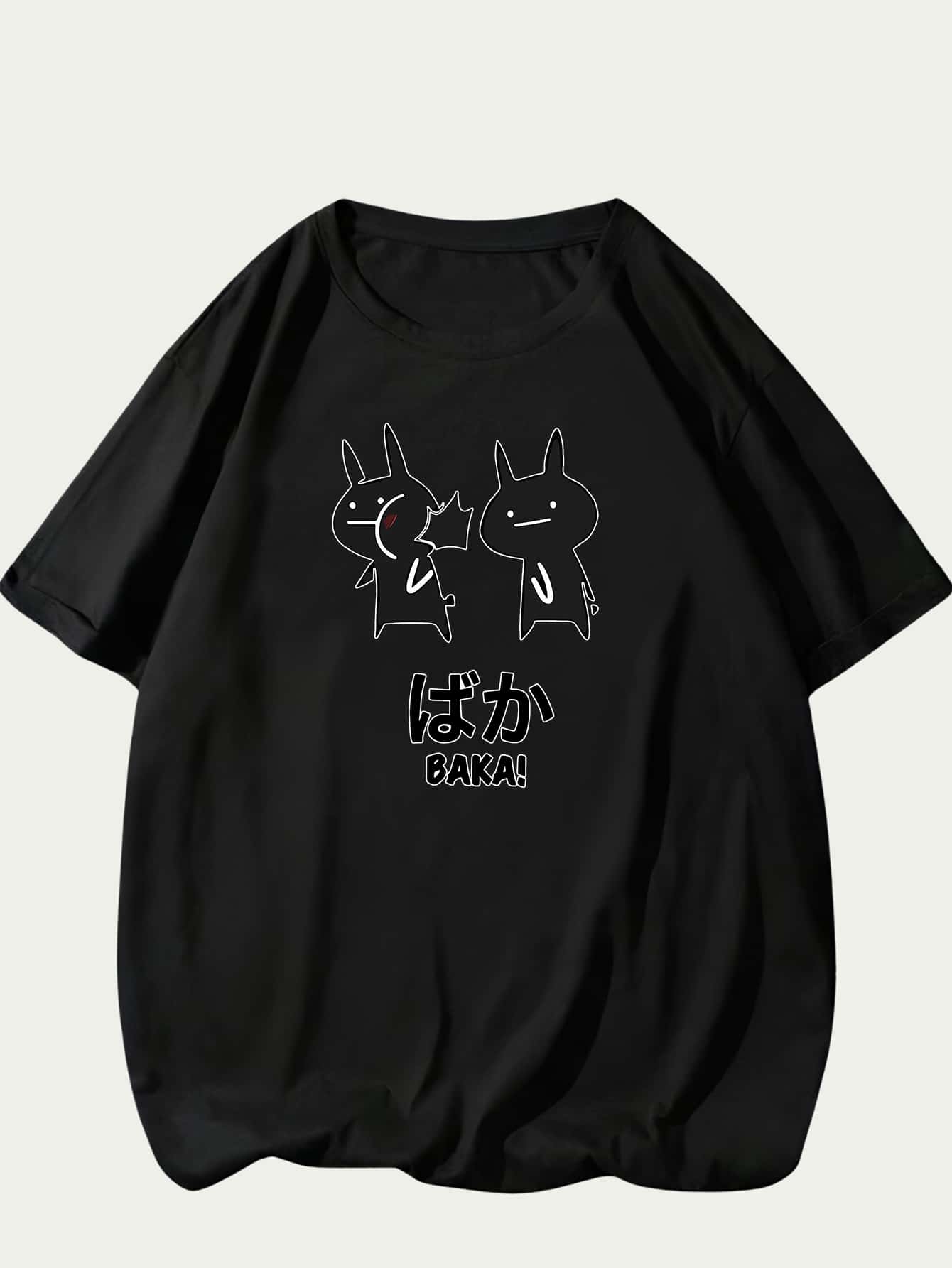 Japanese Doll Baka Printed Cotton T-Shirt Unisex Shirt - 白色 - 查看 1