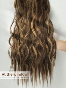 夹式接发棕色 22 英寸 4 件套 长款天然水波耐热纤维合成假发 适合女士女孩派对日常使用 - 間色 - 查看 4