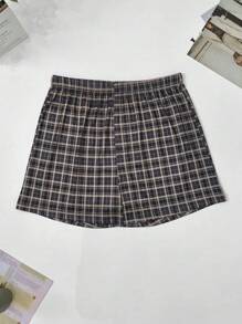 Bộ 3 quần short kẻ caro in họa tiết caro lưng thun thoáng khí cho nam, quần ngủ rộng rãi thoải mái, quần đùi boxer thoải mái - Nhiều màu - Xem 5
