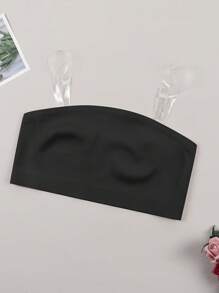 Áo ngực không dây không gọng Áo ngực nữ Áo ngực dây trong suốt có thể tháo rời Áo ngực không gọng không gọng co giãn chống trượt - màu đen - Xem 5