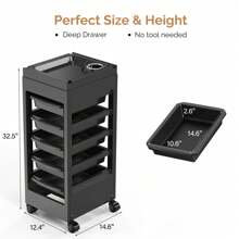 Salon Cart For Hair Stylist Black With 5 Drawers & Hair Dryer Holder, Hair Cart Organizer Storage Cabinet For Hairdressing Beauty Spa Tools, Rolling Barber Cart Outdoor Decor