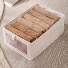 cesto organizador  roupa cobertor casacos armário  40X27X17 CM, bom material - Cinza - Visão 8