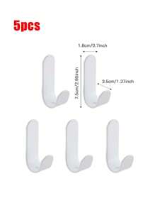 5pcs/10pcs Strong Adhesive Hooks, Wall Mounted Hooks For Bathroom Towel, Clothes Hanger, No Drill Required, Sticky Wall Hooks For Bathroom, Kitchen