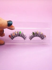 1 对 3D 圣诞节可重复使用闪光睫毛，自然蓬松的节日睫毛 - 濃密款 - 查看 5