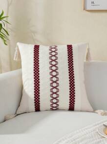 1 buah Sarung Bantal Rumbai Bohemian, Sarung Bantal Dekoratif untuk Sofa Rumah - Burgundy - View 4