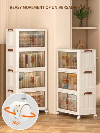 1-4 Layers Clear Foldable Storage Cabinet, Drawer Style Multi-Layer Storage Box For Kitchen Tools, Tableware, Clothes, Shoes And Accessories - Perfect For Home And Kitchen Organization