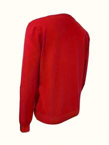 Women's Solid Color V-Neck Knitted Bottoming Shirt Autumn And Winter New Set Of Thin Sweater Thin Section Of The Fashion Inner Tie - 紅色 - 查看 3