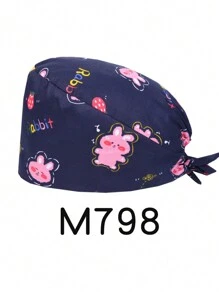 1 pièce Casquette de protection en polyester à motif dessin animé, convient pour dentaire, hôpital, infirmière pédiatrique, vétérinaire, chef, cheveux longs, unisexe, 4 saisons
