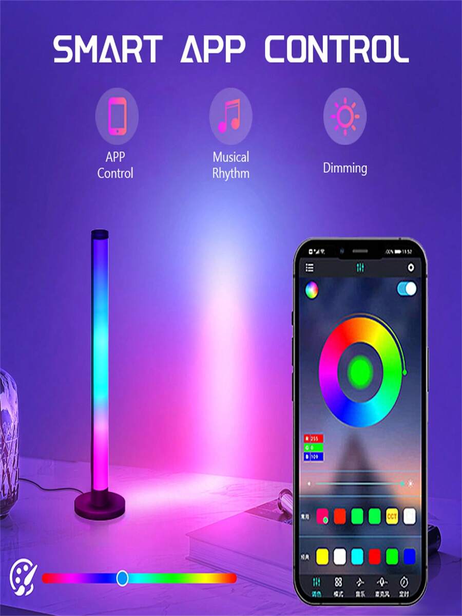 1pc/2pcs LED Strip Lights, RGB Color Changing, With Wireless Function