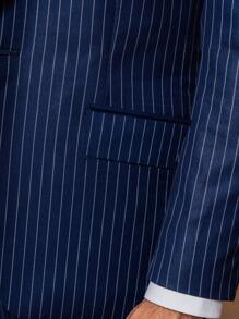 Standard Fit Men's Vertical Striped Lightweight Blazer Jacket - Navy Blue - View 4