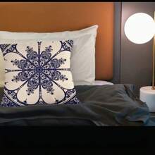 1pc Blue & White Porcelain Floral 3D Print Pillowcase, Available In 3 Sizes For Sofa, Tatami Decor (Pillow Insert Not Included)