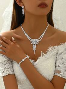 4 cái/bộ Của phụ nữ Châu Âu & Châu Mỹ Phong cách Lung linh Hình trái tim Vật rủ xuống Bộ trang sức Cho đám cưới , Buổi tiệc , Quà tặng lễ hội - Bạc - Xem 13