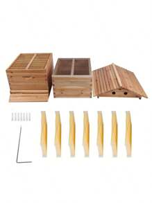 7 Auto Flowing Beehives Frames + 10 Bee Frames Foundations + 2 Hive Box Brood Super Box - 1 - 查看 9