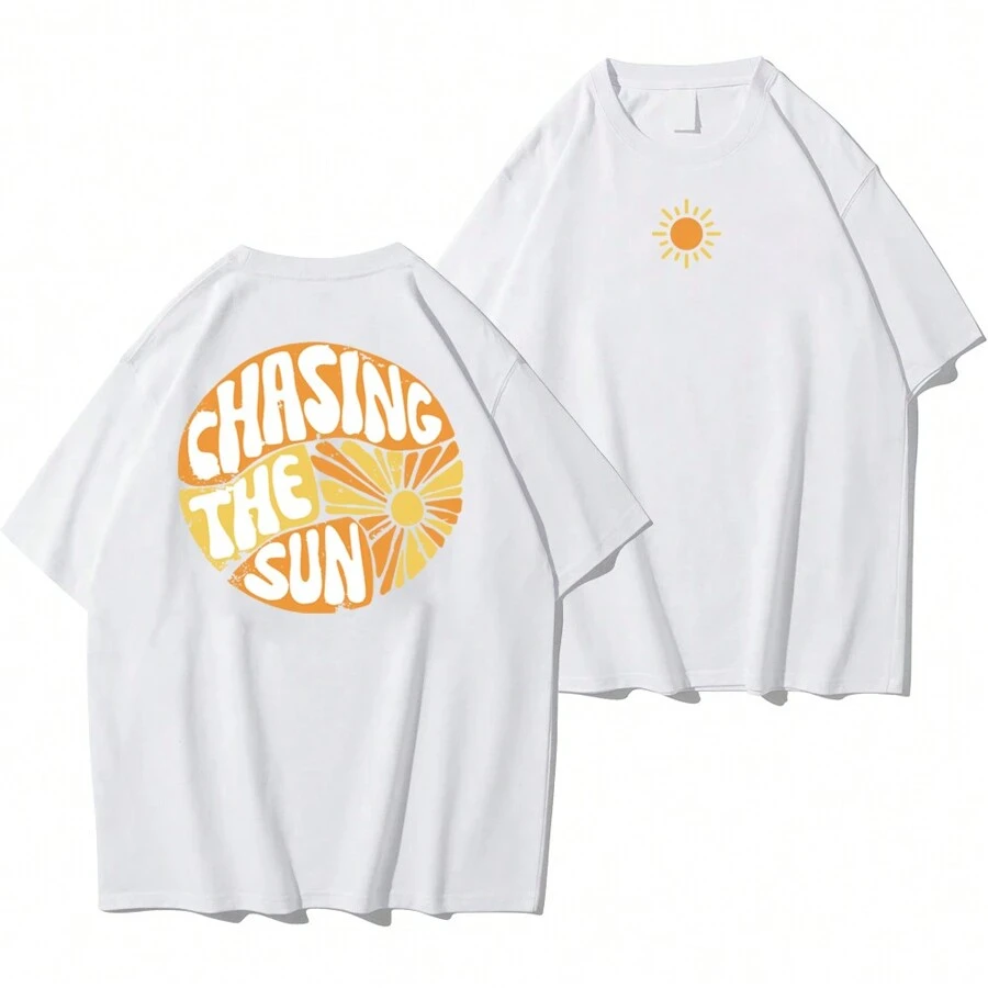 Shirt Basic T-Shirt "Chasing The Sun" - 白色 - 查看 1