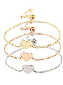 1pc Customizable Heart-Shaped Bracelet, Personalized Adjustable Heart Bracelet, Gift For Girlfriend And Best Friend