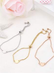 1pc Customizable Heart-Shaped Bracelet, Personalized Adjustable Heart Bracelet, Gift For Girlfriend And Best Friend