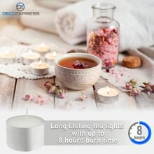 Deco Express Tealight Candles Multipack Of 50 Burning Time 8 Hours Tea Lights - White - View 2