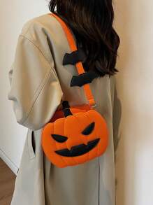 Sac à l'épaule et mode pour Halloween, sac à bandoulière à tête de citrouille de dessin animé mignon et de grande capacité, sac à main texturé parfait pour les fêtes d'Halloween, la mode gothique et les costumes