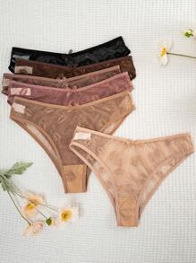 Set de 6 bragas cómodas con estampado de labios y moño para mujeres