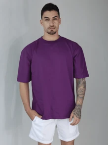 Kit 2 Men's Oversized T-Shirt Streetwear Plain Cotton Basic Collar