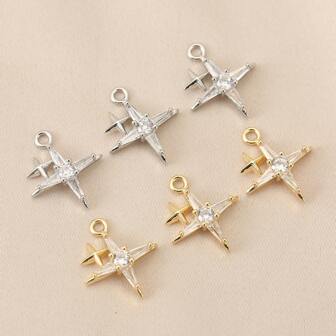 3 Pieces Of DIY Fashion Star Pendant Copper Inlaid Zirconia Plated 18K Gold Silver Jewelry Pendant