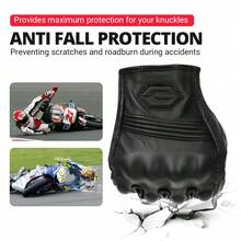 1 Pair Motorcycle Gloves Leather Riding Protective Cycling Gloves Full Finger Glove Racing Protection Touch Screen Motorbike Gloves Motorcross Anti-Fall Protection Cycling Accessiories Riding Essentials For Women Men Rider Gifts - Multicolor - View 12