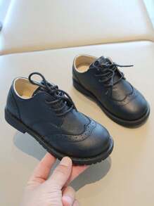 1 双男童软底防滑时尚乐福鞋，时尚英伦风格，适合春秋季节 - 黑色 - 查看 3