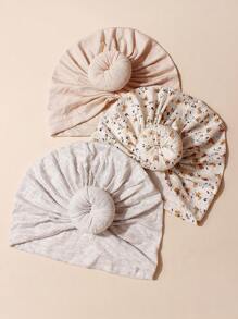 3 pièces Ensemble de chapeaux doux de couleurs bonbon pour bébés de 0 à 2 ans, bonnet de naissance