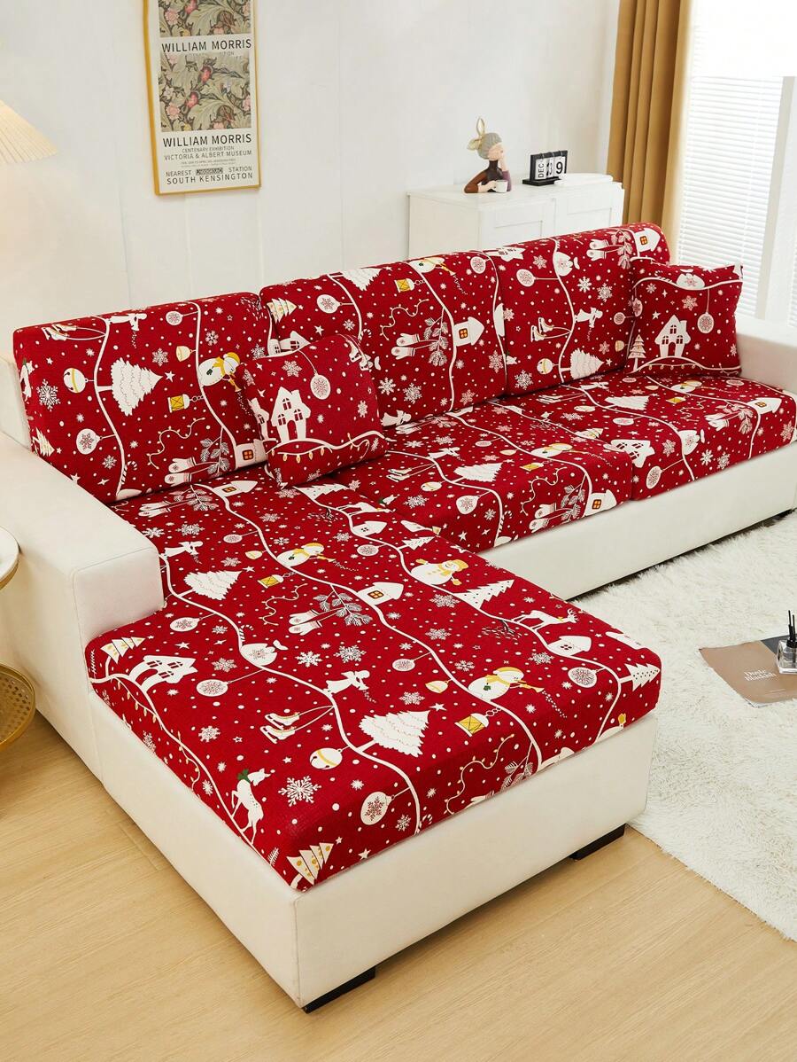 1pc Sofa Slipcover (Excluding Pillow Cover), All Season Universal, American Christmas Style Sofa Cushion Cover, Suitable For Living Room Decoration