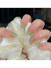 1 盒天然 UV 指甲油贴纸，蓝色/多色法式美甲，持久半固化，可覆盖 20 个指甲，易于粘贴和去除，包括 1 个指甲锉 - 彩色 - 查看 5